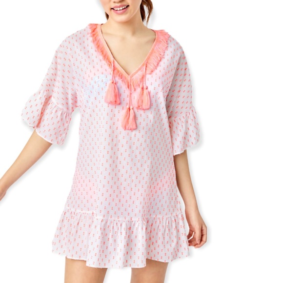 LILLY PULITZER Kipper Cover-Up Tangelo Neon Clip Beach Dress Swimwear - Picture 9 of 9